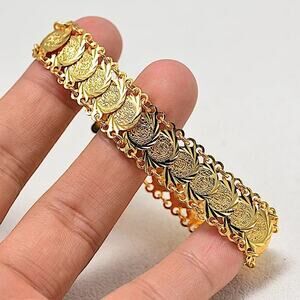 Gold Coin Charm Bracelet Gold Plated 18K